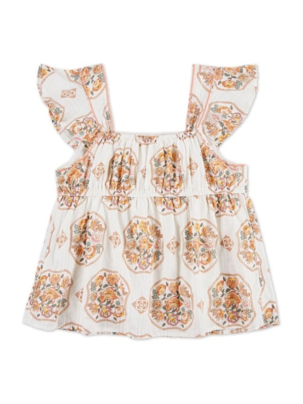 Levi's Girls Flutter Sleeve Top with a floral print and ruffled sleeves Sz M NWT